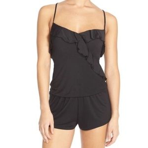 Betsey Johnson Black Ruffled Knit Romper